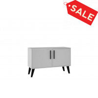 Manhattan Comfort 144AMC205 Mid-Century- Modern Amsterdam Double Side Table 2.0 with 3 Shelves in White